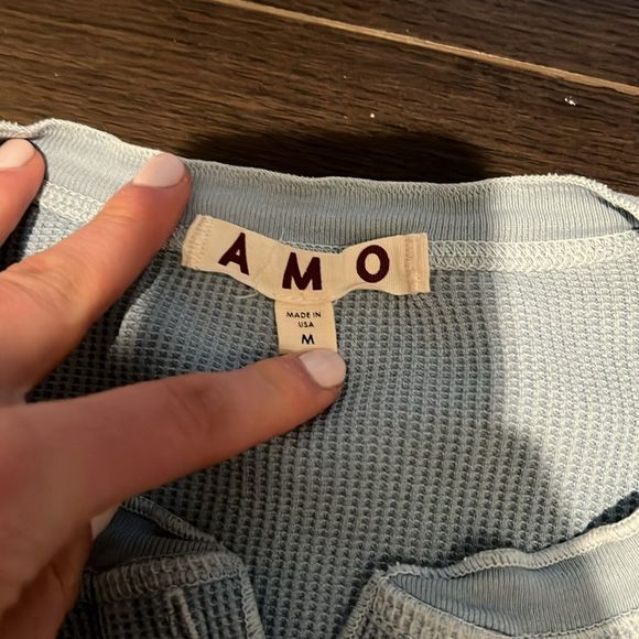 AMO thermal Henley tee, blue, Medium - Picture 7 of 8